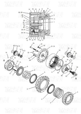 Economisch staal 114-1484 E320B Graafmachine Reis aandrijving Catalogus Motor aandrijving voor energie/mijnbouw