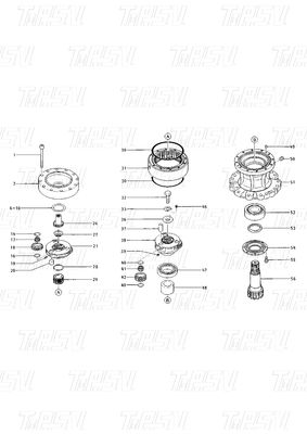 Schommeldrijvende reducers voor graafmachines in geschilderde kleur 099-0229 Catalogus E120B