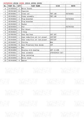 Excavator Final Drive Gearbox Catalog For Hydraulic Travel Motor Drive JS220 20/925318 De volgende categorieën is bedoeld: