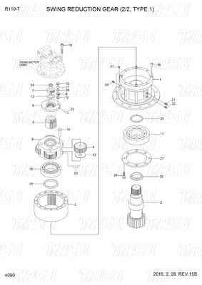 R110-7 Zwart OEM-graafmachine Swing Motor Drive-onderdelen Catalogus 31N4-10140