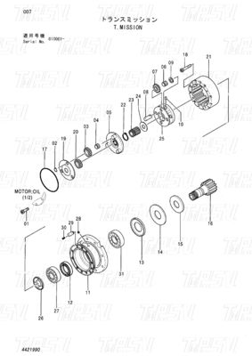 Bolt op graafmachine Swing Drives Catalogus EX55UR-3 ZX55UR ZX55UR-HHE 4421990