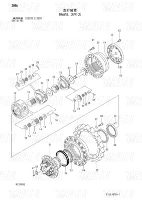 Hydraulische ZX200-3 Travel Final Drive Catalogus voor graafmachines 9233692 9261222