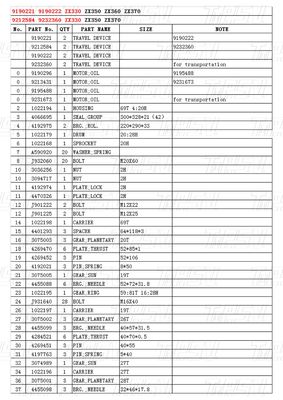 Graafmachine zwart ZX330 ZX350 ZX360 ZX370 Reismotor Catalogus Hydraulische aandrijving Eenheid 9190221 9190222 9212584 9232360