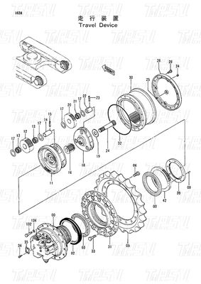 Steenplanetaire reducer EX120-2 Graafmachine Reismotor Catalogus 9091652 9116399 9116400 9116401