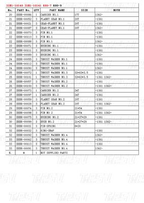 31N1-10140 31N1-10141 R80-7 Graafmachine Swing Drive Catalogus Planetary Reducer Type varieert afhankelijk van model