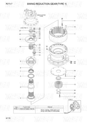 31N6-10181 R215-7 Swing Drives van graafmachines Catalogus voor energie- en mijnmachines