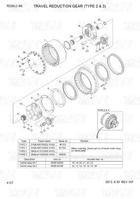 Aanpasbaar Zwart 39Q6-42100 39Q6-42101 R220-9 Graafmachine Reisaandrijving Eindvermindering Catalogus Voor Machinery Repair Shop