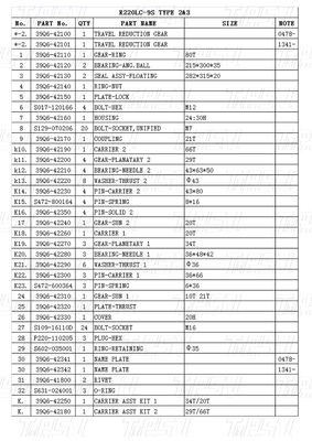 Aanpasbaar Zwart 39Q6-42100 39Q6-42101 R220-9 Graafmachine Reisaandrijving Eindvermindering Catalogus Voor Machinery Repair Shop