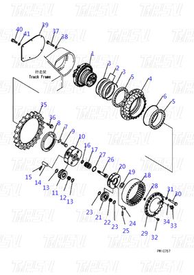 Aanpasbare kleuren 708-8H-00320 PC360-7 Graafmachine Reisaandrijving Catalogus Motor in zwart voor prestaties