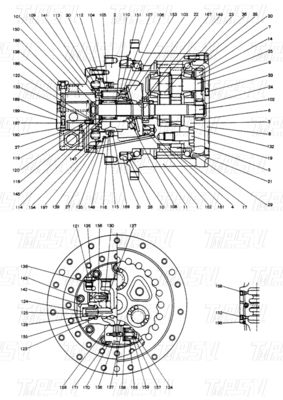 Bolt-on 2441U829F1 SK120-3 Excavator Travel Drive Catalog Motor Compatibel met verschillende merken en modellen van excavatoren