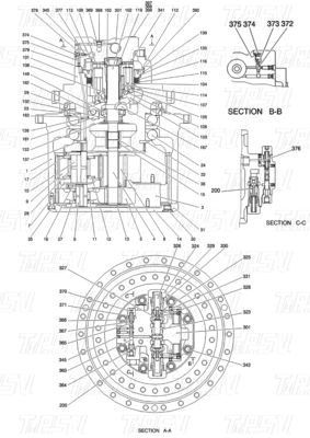Werkplaatsen voor het repareren van machines YN15V00037F2 SK210-8Excavator Travel Drvie Catalogue Parts in Transport Packaging Houten doos