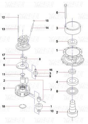 60042755 SY365C Graafmachine Swing Drive Catalogus Motor Bolt-on Installatie
