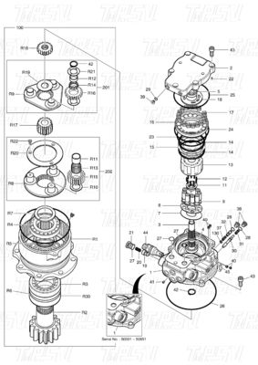130426-00031 DX60R Graafmachine Swing Drive Catalogus Zwart Fabriekskleur Hydraulische Swing Motor Motor Drive