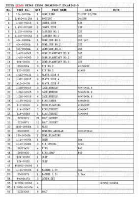 K1003134 DX300 Excavator Travel Drive Catalog Bolt On Steel Assemblies met planetaire reducers