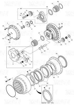 K1003134 DX300 Excavator Travel Drive Catalog Bolt On Steel Assemblies met planetaire reducers