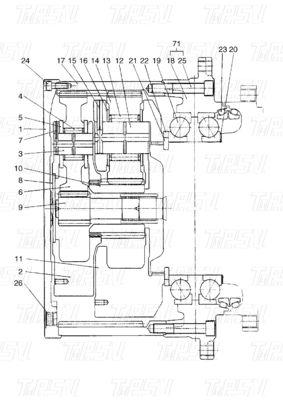 Planetaire 401-00005A DX420 Graafmachine Reis aandrijving Catalogus met hydraulische swing motor