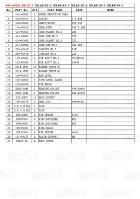 404-00062 DH150-7 Graafmachine Swing Drive Catalogus Motoren voor meerdere merken en modellen