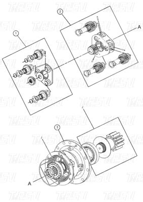 486-1577 Staalbout op een graafmachine voor machinewerkplaatsen