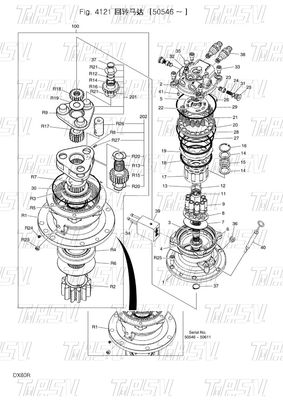 DX80R Graafmachine Swing Travel Drive Catalogus Aangepaste kleuren