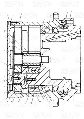 Staalbout op graafmachine Swing Drives / Travel Motors