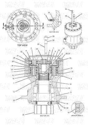 Zwarte 191-2693 E325C Graafmachine Swing Drives Catalogus Bolt-on In Stock Hydraulische Swing Drive