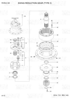 Good price 31Q9-19140 R330-9 Graafmachine Swing Drive Catalog Gearbox Voor Hydraulische Motoren online